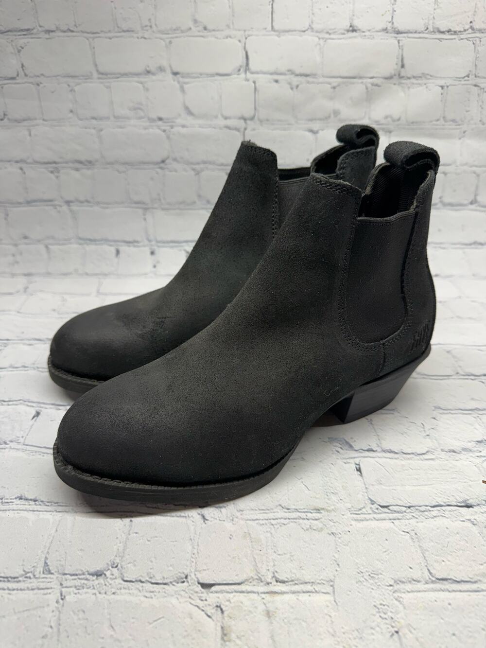 FRYE Women’s Black Leather Suede Steel Toe Cowgirl Work Boots Size: 6.5